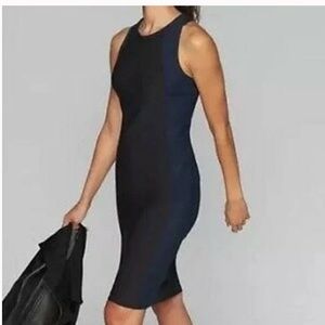 Athleta Stellar En Route Athletic Sheath Dress Knee Length Navy Black Panel S